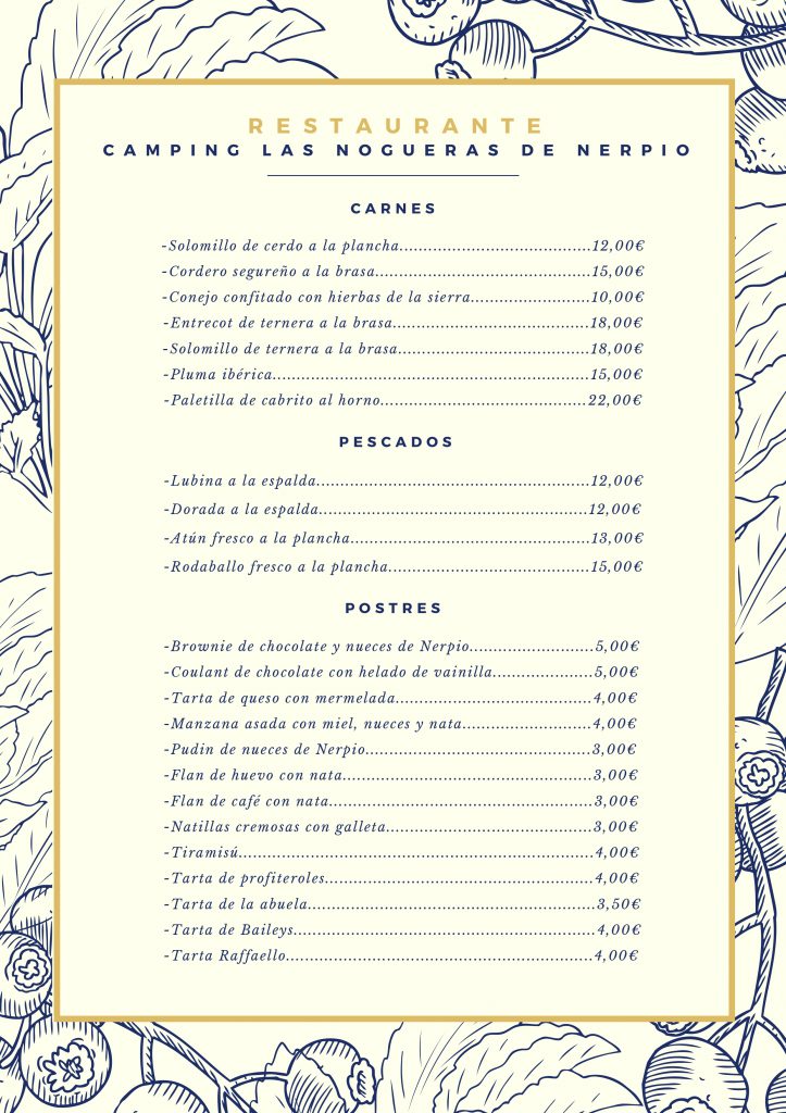 Restaurante Camping de Nerpio - Carta 2